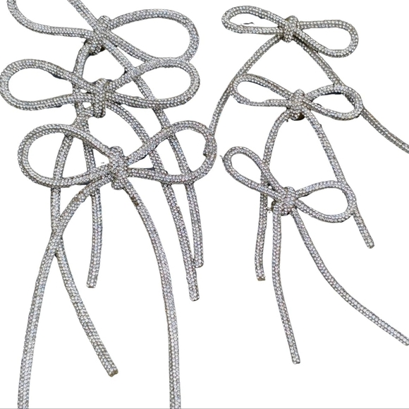 silver crystal rhinestone brooch bow pin - 5" x 6" NWOT - Picture 8 of 11